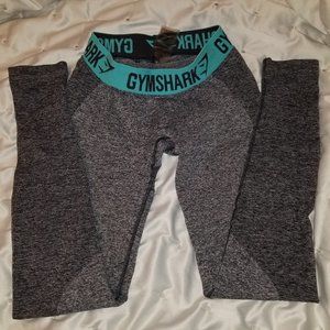 Gymshark Flex Leggings - Charcoal Marl/Pale Turquoise